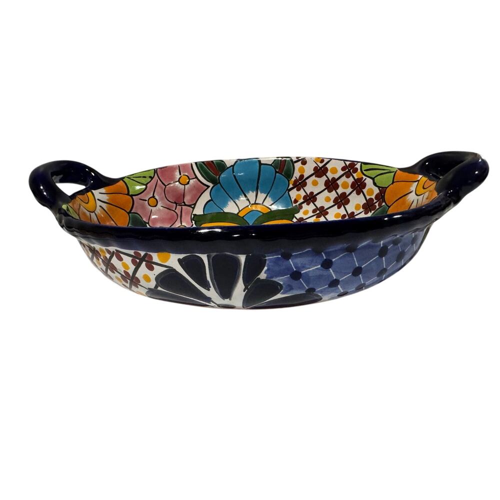 Talavera Pottery Oval Serving Dish handles